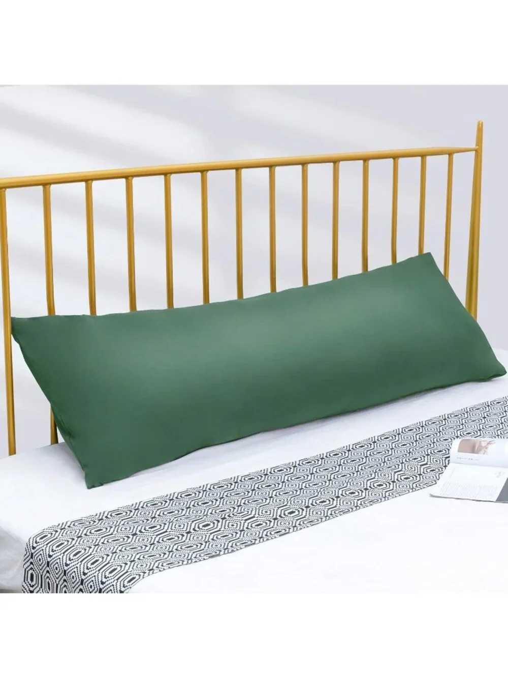 〽️Luxury Full Body Insert Fiber Cover Soft Long Bed Pillow Sage Green 20x54 inch